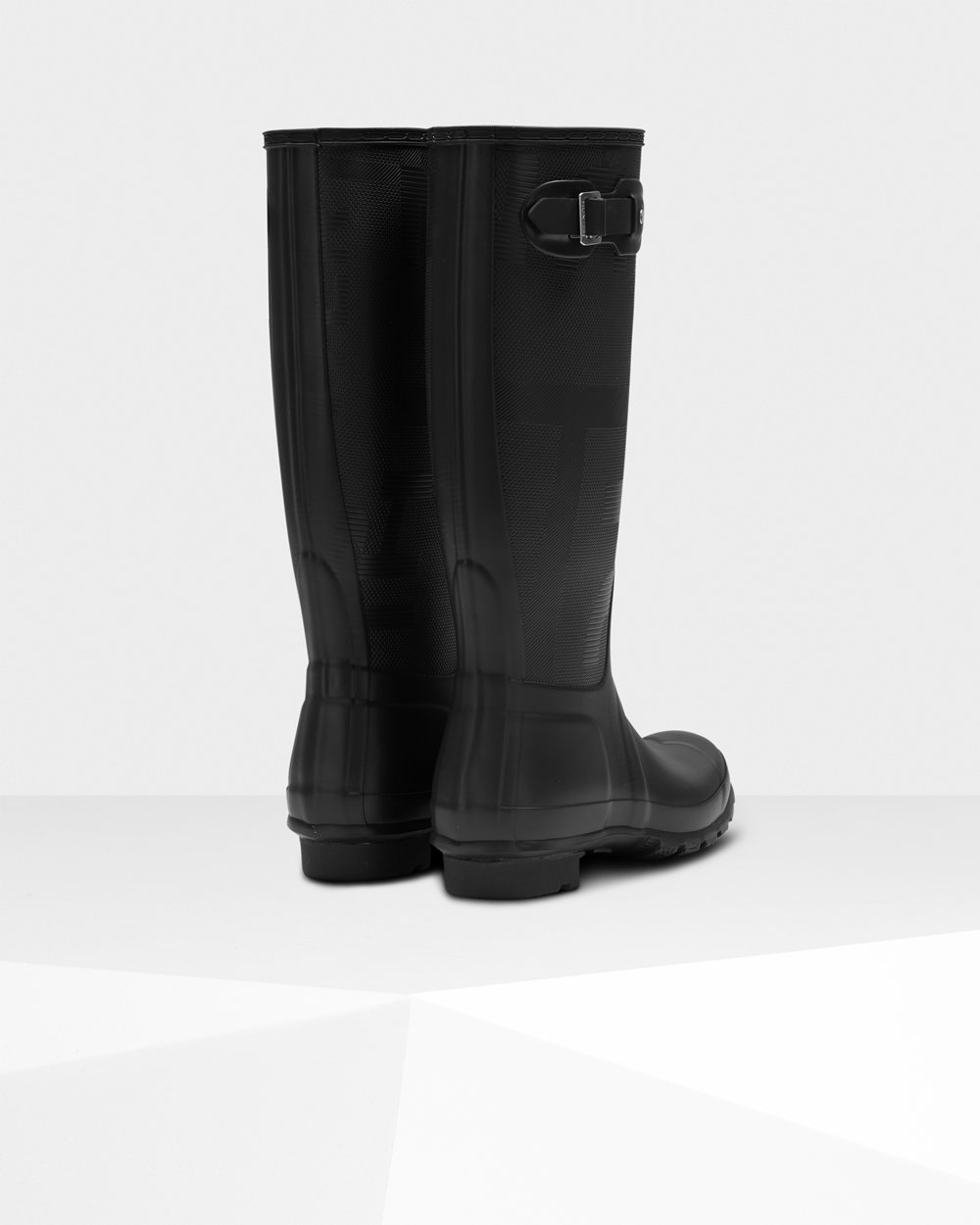 Womens Hunter Tall Rain Boots Black - Original Exploded Logo Texture - 0719438-OB